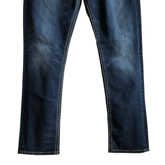 Silver Jeans RARE Suki High Slim Denim Size 33 Leather Detailing NWOT - Picture 10 of 16